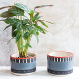 Textured Tracks Little Planter  - Black, Grey & Indian Red