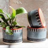 Textured Tracks Little Planter  - Black, Grey & Indian Red