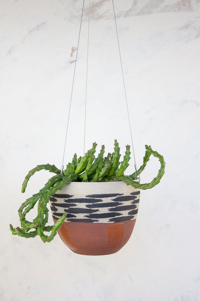Ikat Stripe -Rounded Hanging Planter