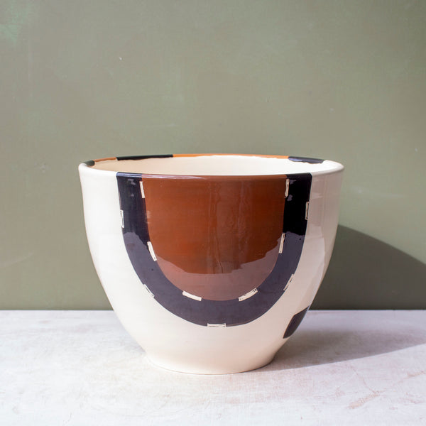 Earth Pathways Jumbo Bowl - Black, Burnt Orange & Tan