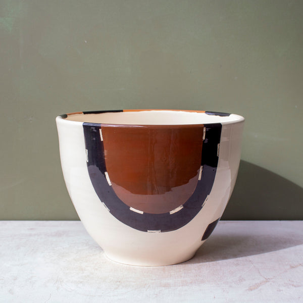 Earth Pathways Jumbo Bowl - Black, Burnt Orange & Tan