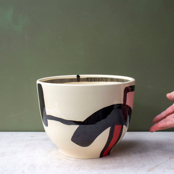 Pathways Large Bowl - Black, Galah, Indian Red & Nasturtium