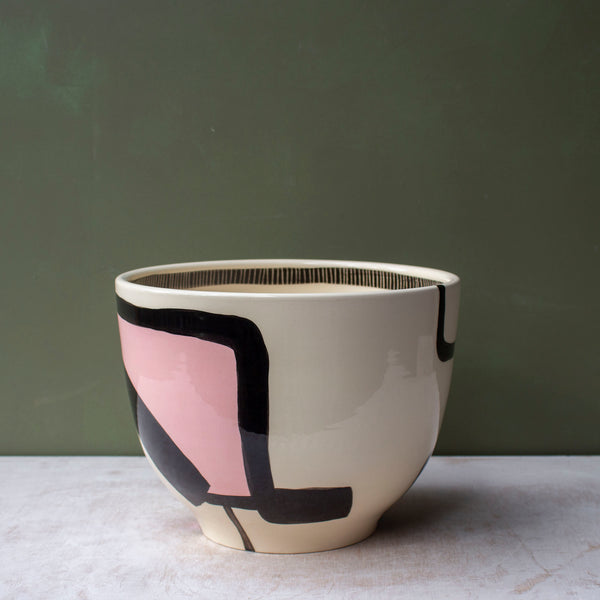 Pathways Large Bowl - Black, Galah, Indian Red & Nasturtium