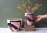 Pathways Large Bowl - Black, Galah, Indian Red & Nasturtium
