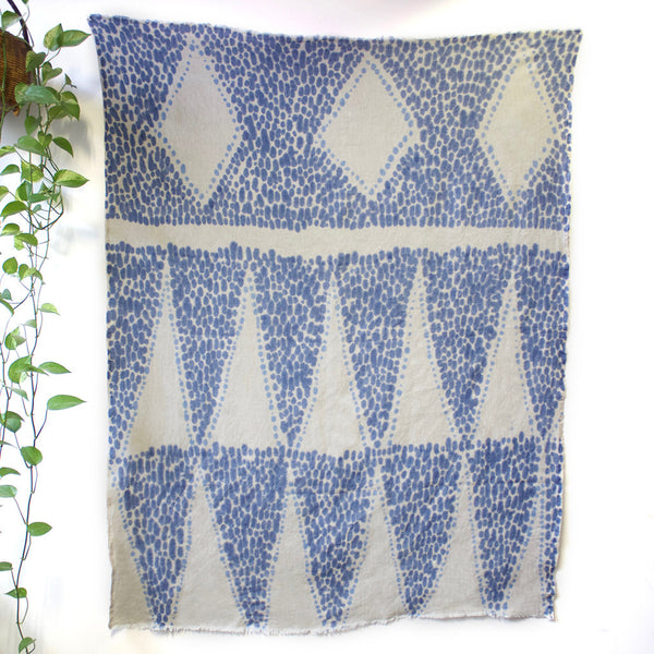 Three Diamonds - Hand painted linen throw or wall hanging