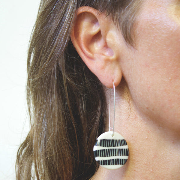 Half Moon Medium Drop Earrings - Indigo