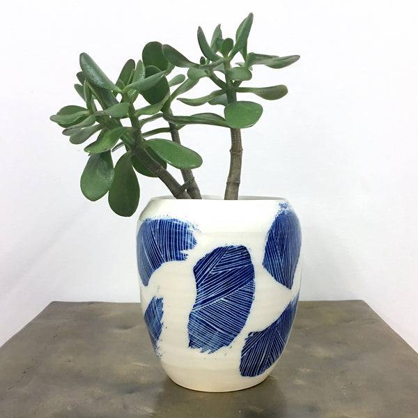 Linear Brush Medium Vase - Indigo