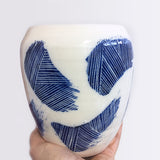 Linear Brush Medium Vase - Indigo