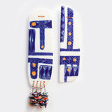Woven Grafik Ceramic Wall Piece With Embellishments - Indigo & Marigold