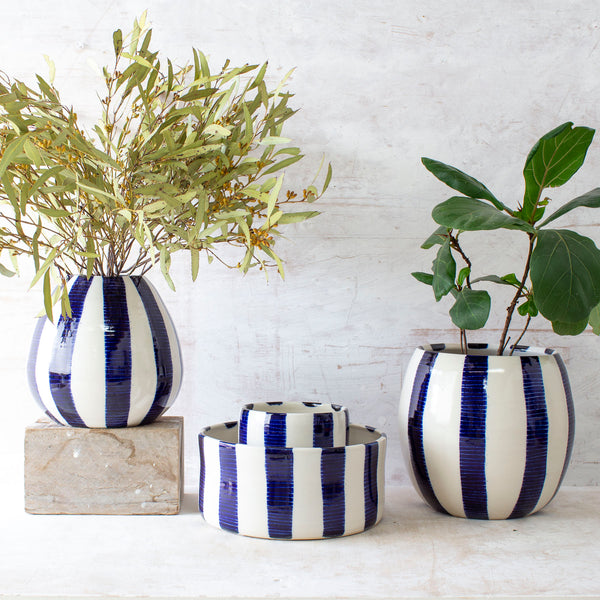 Indigo Stripe - Orb Vessel